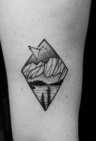 Padrão de tatuagem de linha de paisagem de geometria de braço pequeno