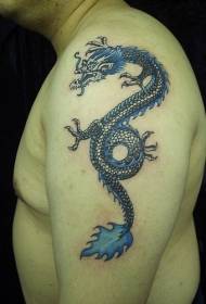 Sineesk blau fjoer draakarm tatoetmuster