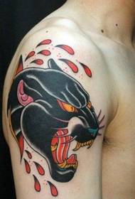 Férfi kar fekete leopárd fej tetoválás minta