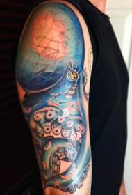 Mycket vackra färgglada bläckfisk tatuering mönster med armar