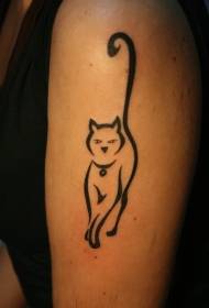 Минималистичный черный кот с татуировкой