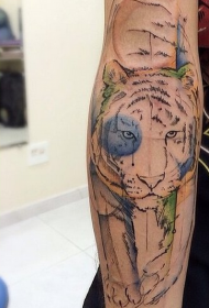 Arm ink line tiger tattoo pattern