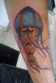 Patron de tatouage de méduses mignon petit coloré