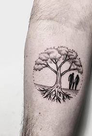 Kicsi karosszarv tövis táj fa karakter tetoválás minta