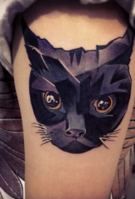 Pige arm kattehoved tatoveringsmønster