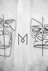 Big arm minimalist line abstract orangutan tattoo pattern