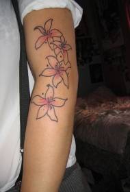 Patrón de tatuaxe de brazo de lirio rosa minimalista