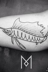 Minimalističen vzorec tatoo za tune v velikih rokah