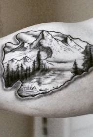 Braccio in bianco e nero antica freccia foresta tatuaggio tatuaggio