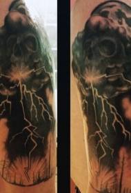 Motivo per tatuaggi maliziosi con tempeste e braccio lampo dal design unico in bianco e nero