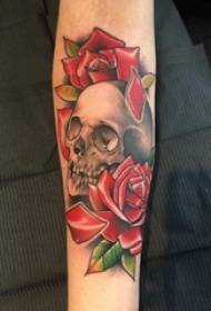 I-Arm color tattoo tattoo tattoo emnyama nomhlophe skull tattoo