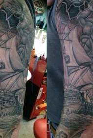 Невероватни црни Посејдон с узорком тетоваже на једрилицама