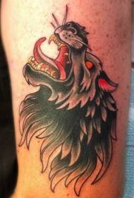 Foto di tatuaggio braccio lupo diavolo vecchia scuola colore