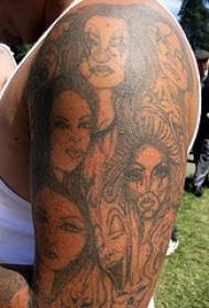 Velika hrpa uzorka tetovaže portreta djevojke klauna