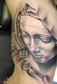 Arm swart en wit grys styl angelstok abstrakte lynkarakter portret tatoeëermerk prentjie