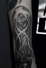 簡單又漂亮的黑色水母手臂紋身圖案
