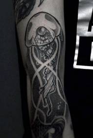 Simple and beautiful black jellyfish arm tattoo pattern