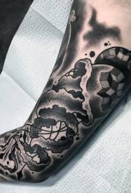 Beau motif de tatouage de méduse de ponction noir et blanc