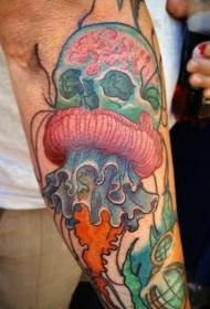 Ručno smiješne obojene meduze s uzorkom tetovaže lubanje