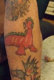 Pola tato lengan dinosaurus kartun berwarna