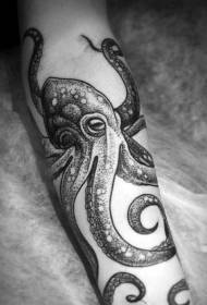 Simpatico modello di tatuaggio di polpo bianco e nero con le braccia