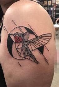 Arm on black and white gray style geometric element simple line bird animal tattoo picture