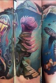 Kwakanaka kwakapendwa gungwa rejellyfish uye turtle ruoko tattoo maitiro