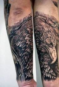 Багато прикрашений чорно-білий орел татуювання головою візерунок