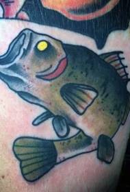 Patron de tatouage old school simple poisson coloré