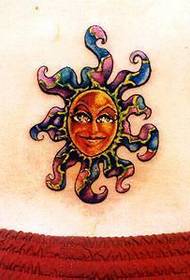 Color sun tattoo pattern