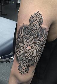 男士大臂黑灰梵花纹身tattoo图案