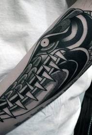 Modello tatuaggio braccio di coccodrillo bianco nero di vecchia scuola
