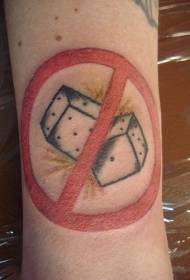 Forbudt å spille terninger logo arm tatoveringsmønster
