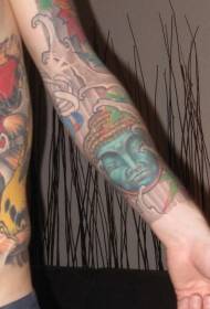 Blue crying tattoo pattern with arms crying