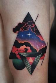 手臂顏色三角形和符號紋身圖案