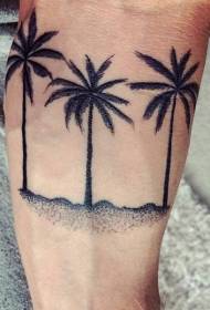 Musta palmupuun tatuointikuvio yksinkertaisella käsivarresuunnittelulla