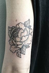 ดอกโบตั๋นสีดำเส้นใหญ่ลายสดขนาดเล็ก