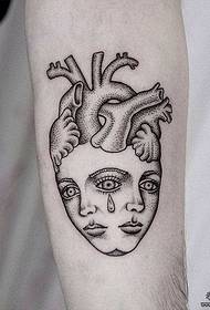 Комбинација портрета руку у облику срца, узорак тетоваже