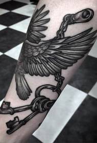 Arm fun combination black eagle with key tattoo pattern