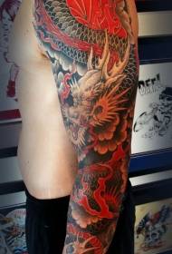 Beso japoniarra dragoi koloreko tatuaje eredua