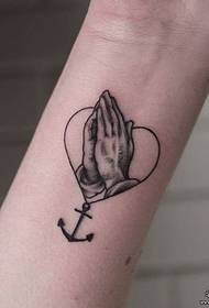Liten arm bön hand kärlek ankare tatuering tatuering mönster