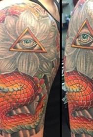 Muž ruku na tetování tetování draka a boha oko tetování obrázek