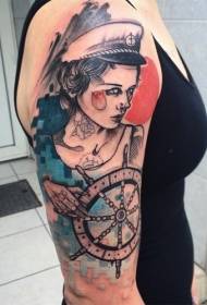 Beautiful sketch sailor tattoo pattern in arm sketch style