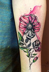 Majhna roka osebnost čudovit brizgalni akvarel cvetlični vzorec tatoo