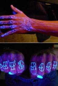 Aarm Schanken a Fangerbréiwer fluoreszent Tattoo Muster