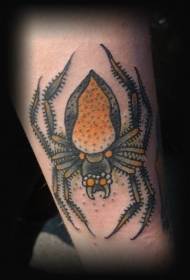 팔에 노란 거미 문신 패턴