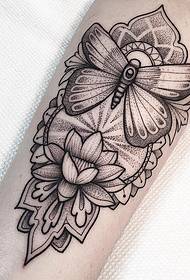 Mažos rankos taškelio drugelio lotoso tatuiruotės modelis