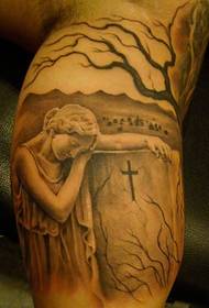 Patrón de tatuaje de niña religiosa de brazo