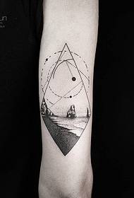 Геометрические линии на руке, колючий берег, пейзаж, рисунок татуировки