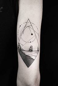 Geometric lines on the arm, prickly coast landscape tattoo pattern